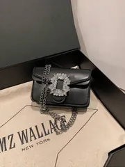 バッグ レディース ショルダーバッグ ラインストーン&メタル装飾ミニクロスボディバッグ、フラップ&メタリックチェーンショルダーストラップ付きファッショナブルなアンダーアームバッグ、女性の洗練されたウォレット クリス