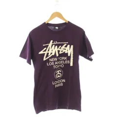 ステューシー STUSSY SP20 World Tour SP20 Tee Tシャツ S パープル ロゴプリント ラウンドネック 半袖 /JP