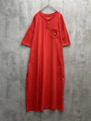 RED KAP×FREAK'S STORE レッドキャップ 別注 ヘンリーネックワンピース Tシャツ ワンピース sizeF/赤 ■◆ レディース
