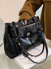 バッグ レディース トートバッグ 軽量ビジネスカジュアル ツイストロック ショルダートートバッグ 女子高生 女性 大学生 新人 オフィスワーカー向け、オフィス、大学、仕事、通勤に最適、中学生、高校生、オフィス、ビジ