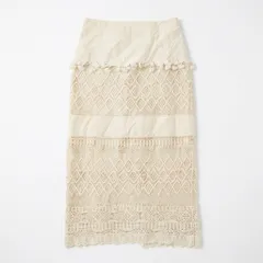 [C-15] レース切り替えデザインスカート オフホワイト