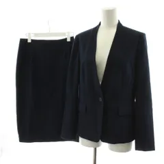 ユナイテッドアローズ UNITED ARROWS スーツ セットアップ ノーカラージャケット タイトスカート ひざ丈 麻 リネン混 38 紺 ネイビー 1522-144-2866 1524-144-2866 /AN52