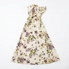 [C-1] 花柄半袖ロングワンピース Aライン フェミニン