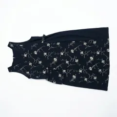 [C-1] レトロ花柄ノースリーブワンピース ロング