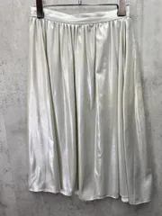 ASSEMBLAGE Adam et Rope' アッサンブラージュアダムエロペ 光沢 ギャザー フレア スカート 日本製 size38/シルバー ■◆ レディース