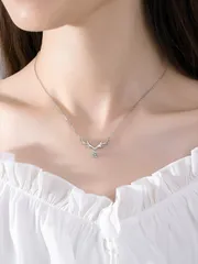 ジュエリー レディース ネックレス キュービックジルコニア & 鹿の角 装飾 シルバー ペンダントネックレス