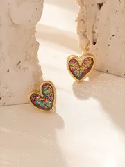 ジュエリー レディース イヤーアクセサリー 1ペア ハート型ファッションオールマッチ スタッドピアス