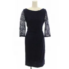 ダイアンフォンファステンバーグ DIANE von FURSTENBERG レースワンピース ひざ丈 花柄 シースルー 0 ネイビー 紺 115-7248102 /☆G