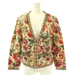 グレースコンチネンタル GRACE CONTINENTAL ノーカラージャケット アウター 花柄 38 ベージュ マルチカラー /NR