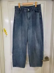 春 最近流行のワイド デニム ワイドパンツ ウエスト横幅 33 ウエスト30まで