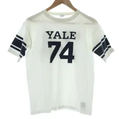 チャンピオン CHAMPION YALE University Tシャツ M 白 紺 半袖 ロゴプリント 袖ライン /DU