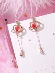 ジュエリー レディース イヤーアクセサリー キュービックジルコニア ハート ドロップピアス バレンタイン、母の日、ギフト