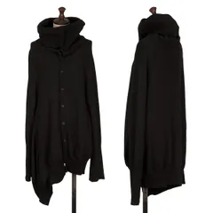 ワイズY's ウールタートルネックアシンメトリーラグランニットカーディガン 黒2