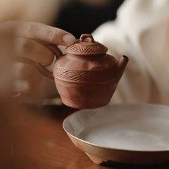 未使用 中国茶器 台湾茶器 煎茶茶道具 籠目文朱泥 茶壺 宜興紫砂茶壺 