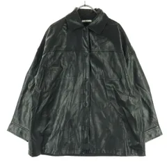 美品 niko and... ニコアンド 長袖 フェイクレザー シャツジャケット F ブラック レディース 古着