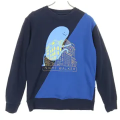 Design Tshirts Store graniph デザインティーシャツストアグラニフ フロントプリント バイカラー 長袖 スウェット トレーナー S ネイビー メンズ 古着