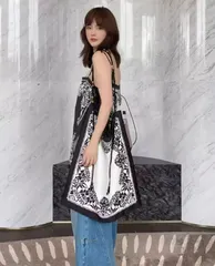 フレンチスカーフトートバッグ大容量通勤バッグビーズ片肩脇バッグハンドバッグ