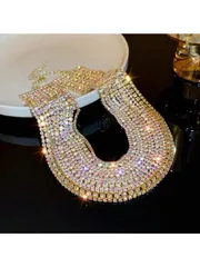 ジュエリー レディース ネックレス ガラスラインストーン装飾ネックレス