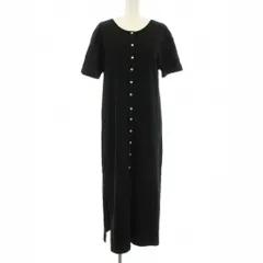ザラ ZARA ワンピース S 黒 ブラック 半袖 ラウンドネック 前開きボタン ロング丈 /JP