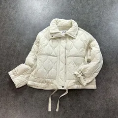 ZARAザラ 2024AW キルティングジャケット ブルゾン 中綿 比翼ジップ オフホワイト レディース L