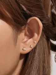 ジュエリー レディース イヤーアクセサリー 3個セット 3mm、4mm、5mm 925スターリングシルバー スタッドピアス、女性のクラシックフォークロー ピアス、ヨーロッパ・アメリカンファッション オパールジュエリ