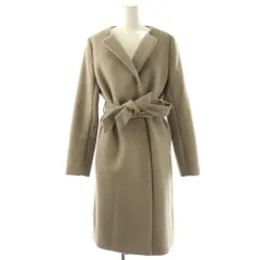 グリーンレーベルリラクシング ユナイテッドアローズ green label relaxing ノーカラーコート ガウンコート ロング F グレージュ /DU