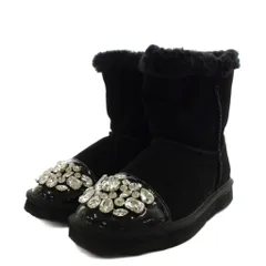 レディ Rady ムートンブーツ ショートブーツ ビジュー L 黒 ブラック /AN56
