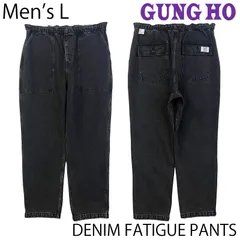 【USED／メンズL】GUNG HO イージー デニム ファティーグ ベイカーパンツ ウォッシュドブラック