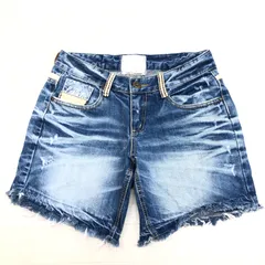 LOLITA JEANS ロリータジーンズ USED加工 ロゴ刺繍 y2k カットオフ デニム ショートパンツ M 濃紺 インディゴ ジーンズ 短パン 平成ギャル パンク グランジ Archive レディース