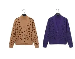 (カーディガン+ハイネック セット) セルティ ヒョウ柄 レオパード カーディガンセット
