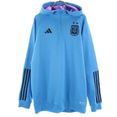 adidas アディダス トレーニング 長袖 ハーフジップ パーカー XL 水色 メンズ 古着