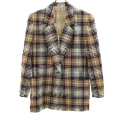 DAKS ダックス 日本製 チェック柄 テーラードジャケット 11AR ベージュ レディース 古着