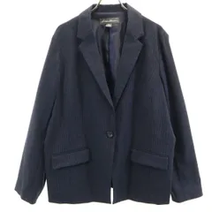 Eddie Bauer エディーバウアー ストライプ柄 テーラードジャケット PXL ネイビー ストレッチ レディース 古着のサムネイル