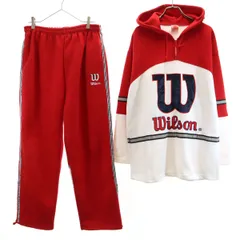 wilson ウィルソン 長袖 スウェットパーカー 上下 セットアップ F レッド系 プルオーバー メンズ 古着