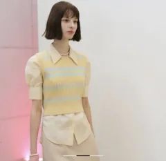 グローブストア バイカラー ゴージ ニット ベスト ベスト F