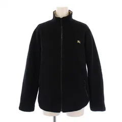 バーバリーブルーレーベル BURBERRY BLUE LABEL ニットジャケット ジップアップ ハイネック ロゴ刺繍 ウール M 黒 FBF53-690 /BM