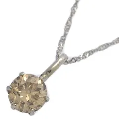 美品 1点モノ 0.5ct 一粒 シンプルライン ブラウン ダイヤモンド ネックレス ペンダント Pt900-Pt850-0.9g プラチナ 【♀】【N】【レディース】★■602970【中古】