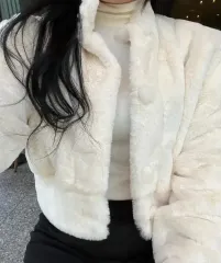 クロップド ファー ジャケット アイボリー S