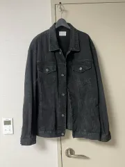 ユニセックス ブラックデニム オーバーサイズ デニムジャケット