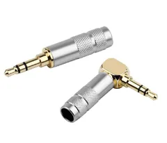 【特価セール】【DIY L型プラグ】 3.5mm ステレオミニプラグL型プラグ&ストレートタイプ 【2個セット】