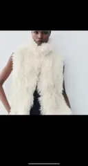 ZARA アイボリー ファー ベスト ベスト M 8490/240