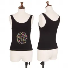 ヴェルサーチ ジーンズクチュールVERSACE JEANS COUTURE 花柄サークルロゴショートタンクトップ 黒XSのサムネイル