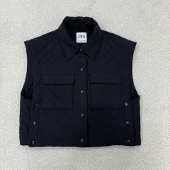 M ザラ レディース キルティング ボタン ダウンベスト 1226T1