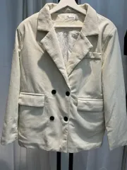 アイボリー コーデュロイ ダブル ボタン ジャケット ユニセックス