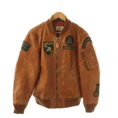 アヴィレックス AVIREX MA-1 レザージャケット ブルゾン 羊革 M キャメル /ES ■ECD002