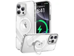 iPhone 15 Pro Max 用 ケース Magsafe対応 ワイヤレス充電 磁気リング マグネット搭載 定点360度回転スタンド 耐衝撃 耐久性 黄ばみ防止 滑り止め 落下保護 傷防止 携帯ケース リング付き