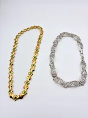 NINARICCI/ニナリッチ ネックレス 2本セット まとめ品 ゴールド/カラーストーン シルバー ヴィンテージ アンティーク アクセサリー SH483