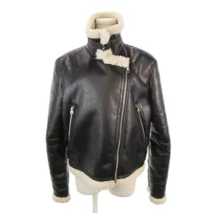 ベルシュカ Bershka ライダースジャケット 内側ボア ベルト L 黒 ブラック /MN3 ■ECC002