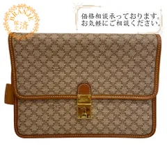 CELINE セリーヌ クラッチ ポーチ マカダム PVC セカンドバッグ ブラウン レディース