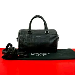 極 美品 袋付き SAINT LAURENT PARIS サンローランパリ ベイビー ダッフル レザー 2way ハンドバッグ ショルダーバッグ ブラック 22973